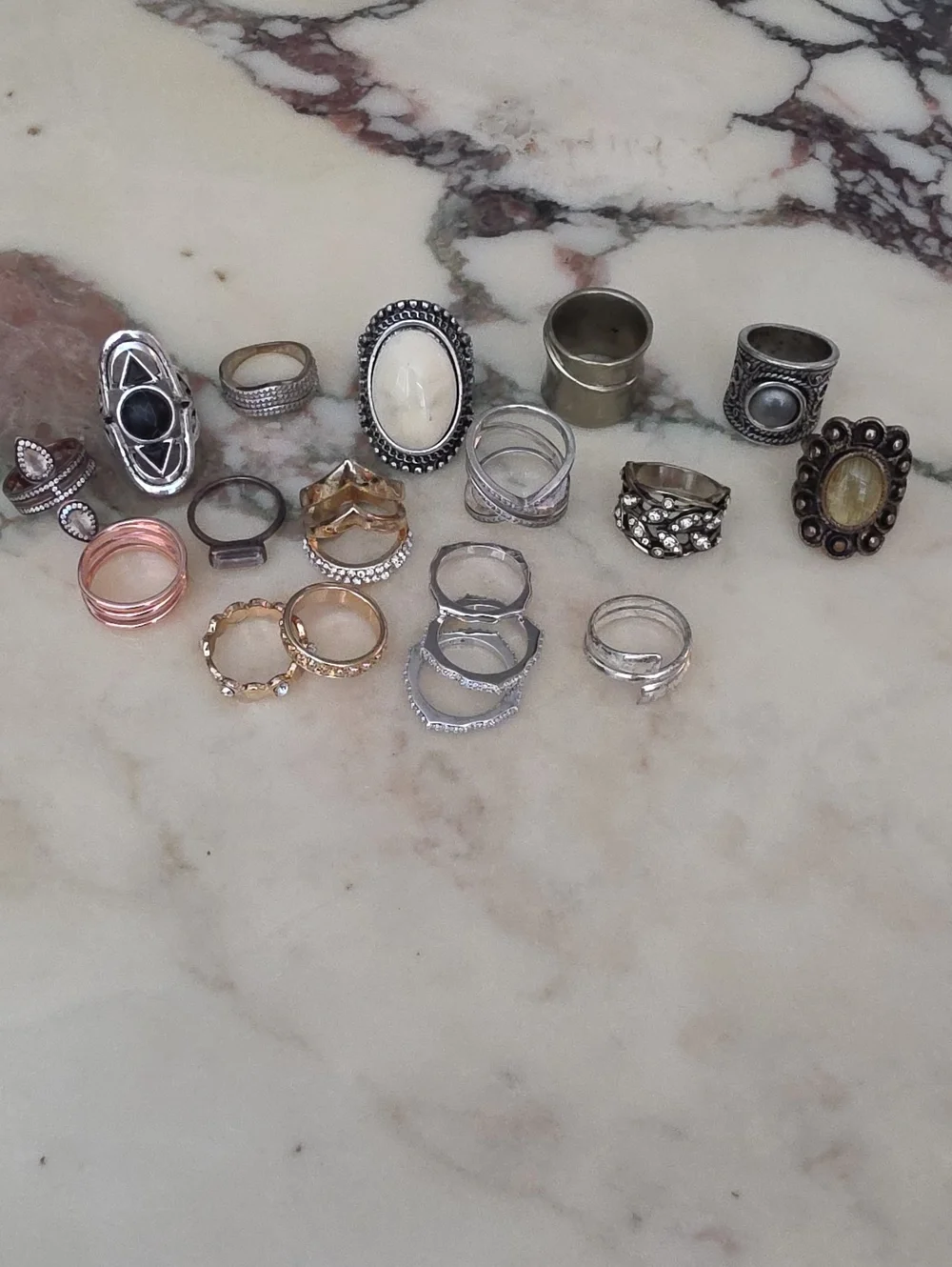 Assorted Women's Fashion Rings in Silver and Gold Tones